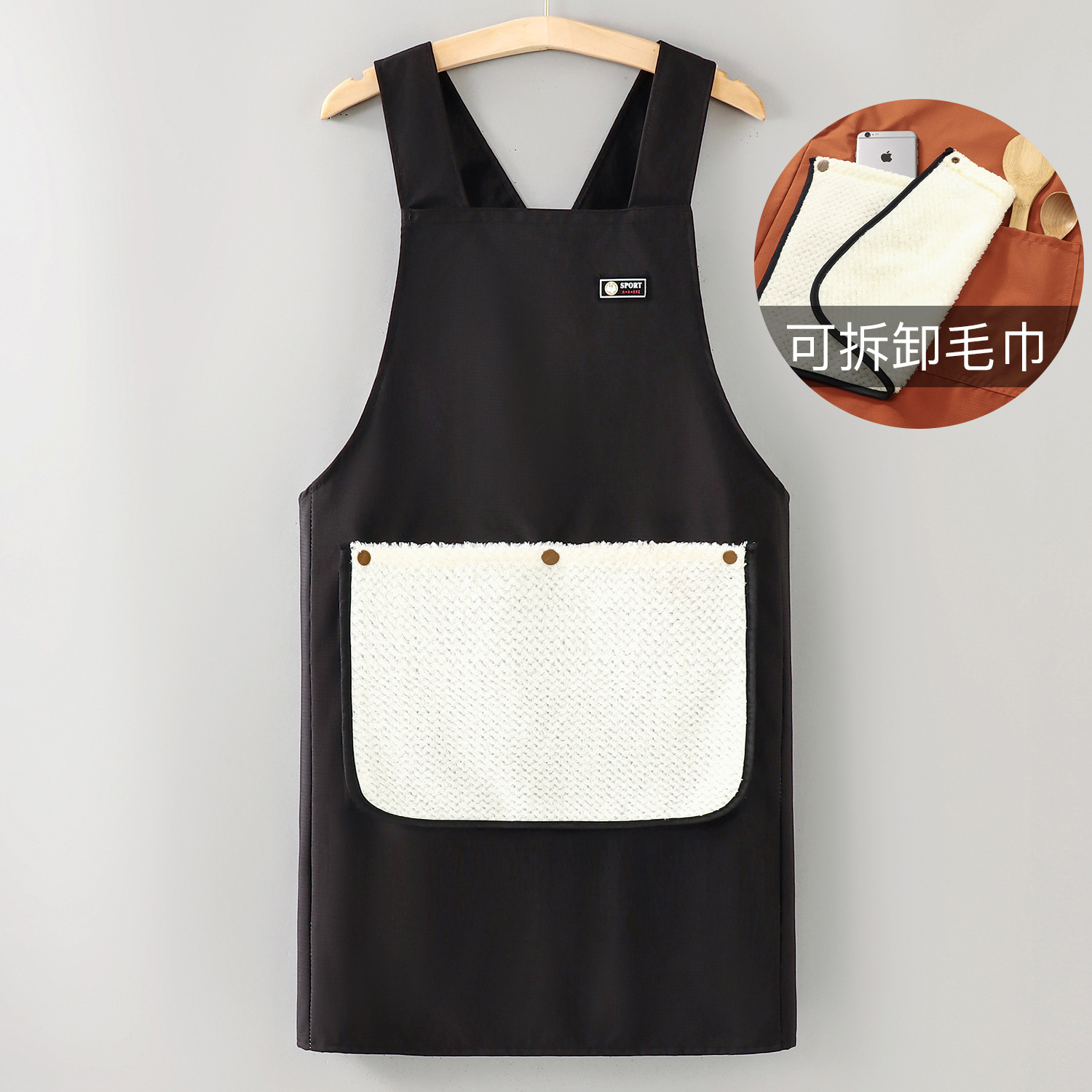 Sangle croisée noire, imperméable et effaçable à la main.