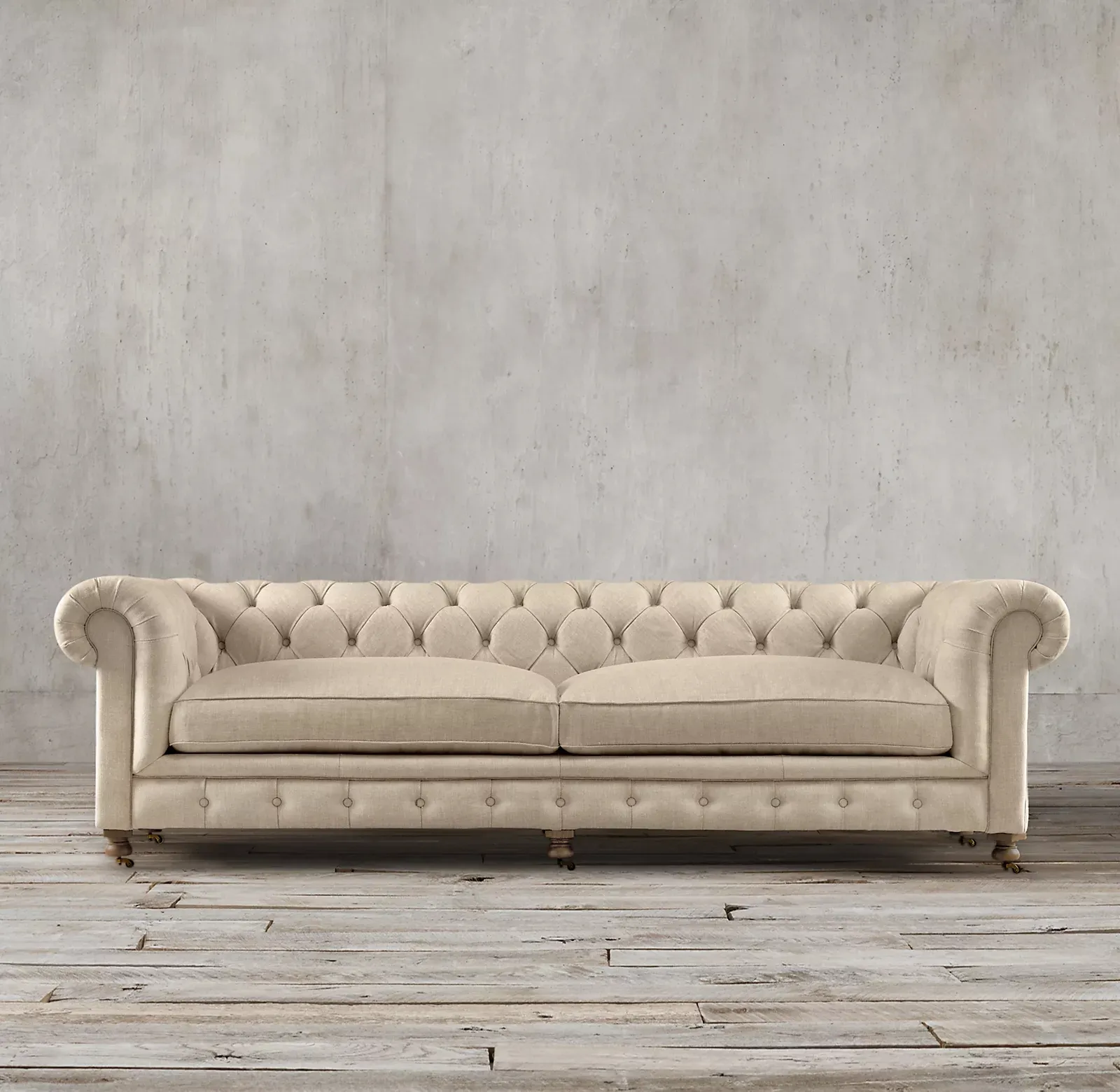 Sofá clásico estilo Chesterfield, muebles de interior para sala de estar, Base de madera, sofás de telas artesanales