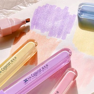 3pcs/set Gradient Pastel Color Sparkling Glitter <strong>Highlighter</strong> <strong>Marker</strong> with <strong>Chisel</strong> Tip for Journal Scrapbook