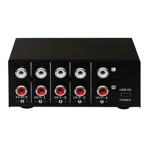 1-in-4-Outステレオオーディオおよびビデオアクセサリ周波数信号ソーススプリッターRCAインターフェース非消費型配信デバイス - Product Image 1