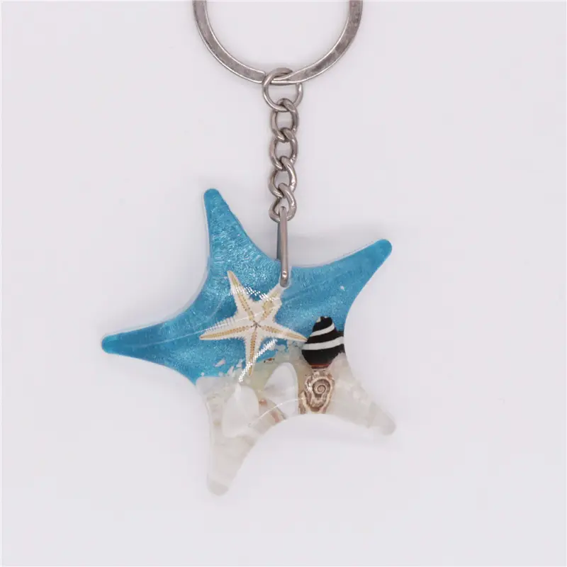 Oceano Acessórios lembranças Nova fluorescente Conch Shell Starfish Resina Amber Pendant Keychain Necklace Preço barato