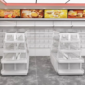 Hai mặt kim loại hiển thị kệ đồ uống đồ ăn nhẹ giá thực phẩm đứng với thùng kim loại cho siêu thị cửa hàng tạp hóa - Product Image 3