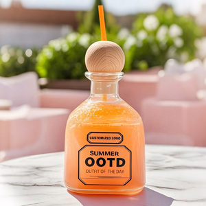 Mini 375ml Plastic Custom Reusable <strong>Patron</strong> <strong>Cup</strong> with Straws Personalized Tequila Liquor Drinking Bottle for Parties - Product Image 1