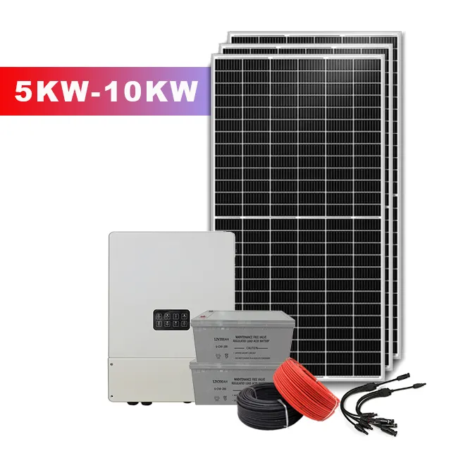 Kit panel surya lengkap Grid off, 5KW 10 KW 15KW 20KW 30KW untuk rumah, 10000 W buatan China