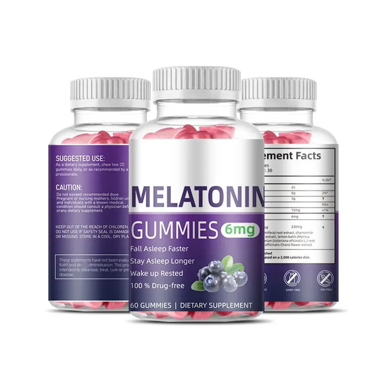 Private Label OEM ODM Fast Sleep Gummies 6mg Melatonin supplement Vegan Melatonin Gummies 1mg