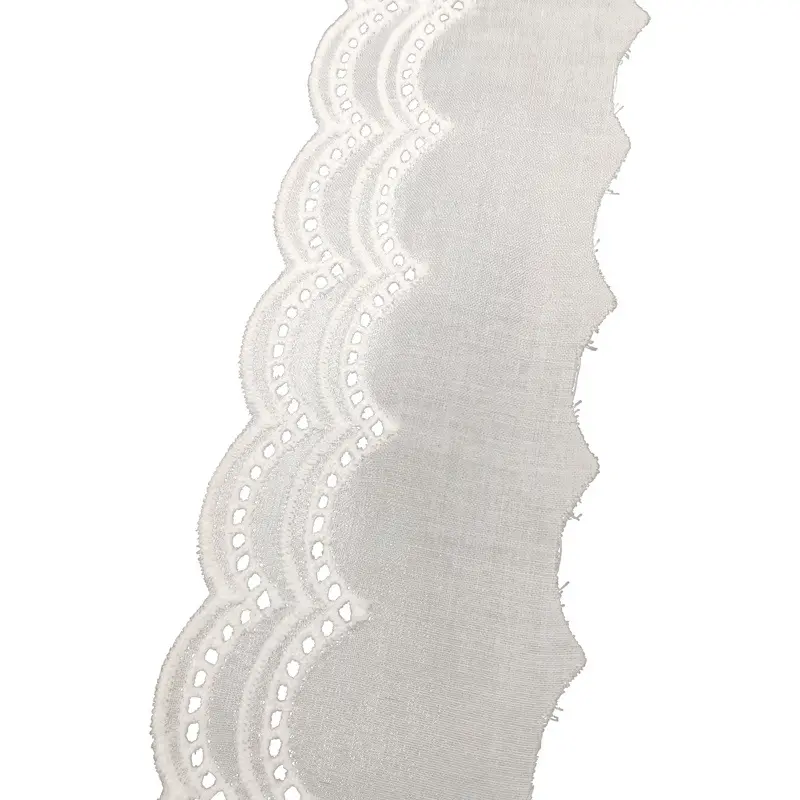 Modello personalizzato di lusso ricamato bordo in pizzo pizzo di cotone bianco fiore 3d ricamato per abbigliamento