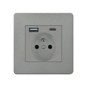 高品质法国开关C型USB插座现代法国16A单插座多色法国USB 2P + T插座 - Product Image 3