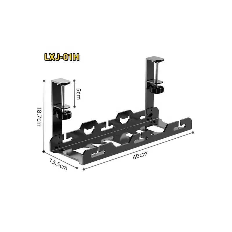 Bandeja de gestión de cables para el hogar y la Oficina sin taladro de metal debajo del escritorio con abrazadera