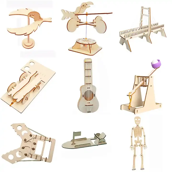 100 Styles Kids Fun Building STEM Spielzeug pädagogisch Balancing 3D Holz montage Modell auto Science Kit für Kinder