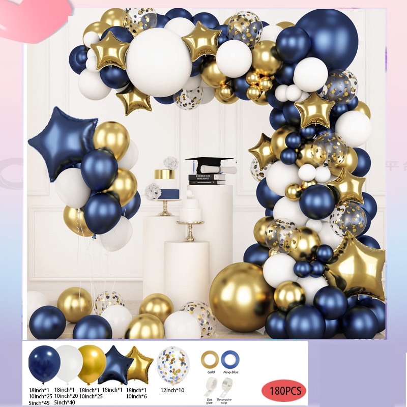 Ensemble bleu de ballon d'anniversaire de nuit