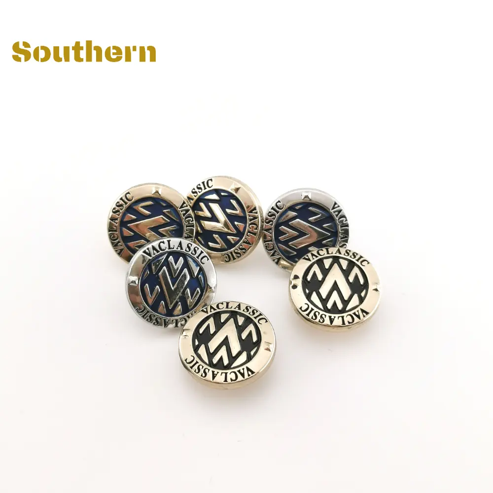 Blue Sample Factory Custom Logo Brass Metal plastic insert jeans button single pin jeans button and rivet for jeans clothing