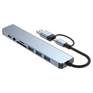 BYL-2218TU多端口8合1 usb c usb3.0 5gbps集线器多端口适配器兼容tf sd卡读卡器端口 - Product Image 5