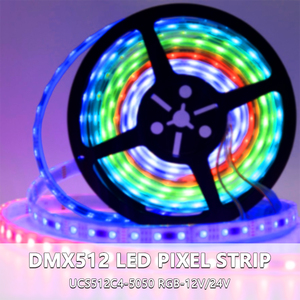 12-24V SMD 5050 RGB Full Color LED Flex Pixel Strip esterno UCS512C4 IC DMX512 1990 protocollo programmabile doppio segnale digitale - Product Image 2