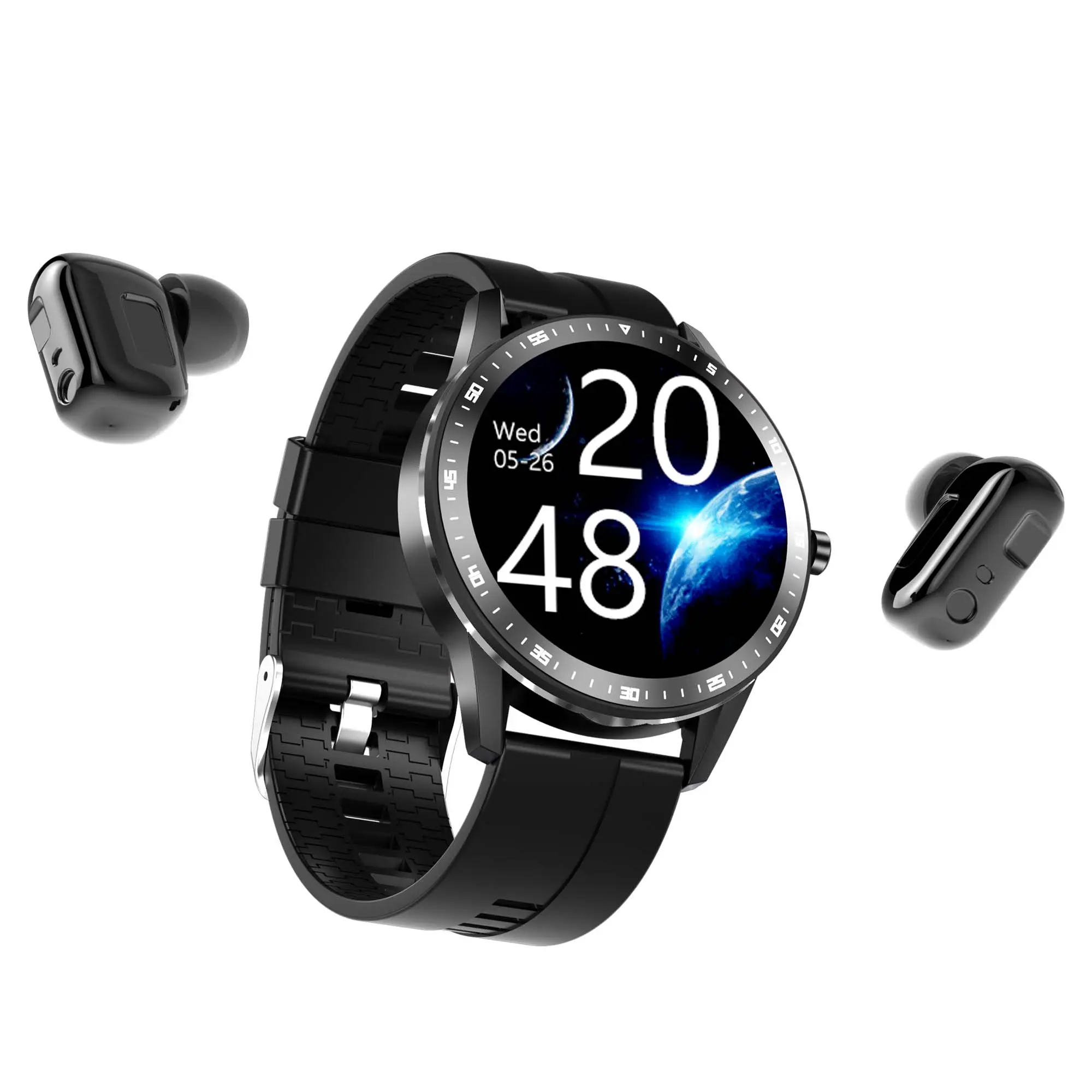 2021 Mobile Phones 2In1 Heart Rate Blood Pressure Monitor Earphones Headphones Headsets Fitness Clock Portable Watch