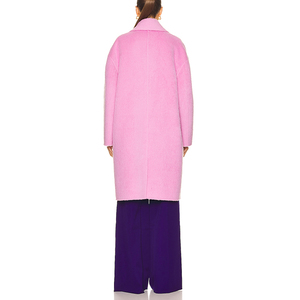 羊驼/马海毛混纺粉色外套最新时尚设计高品质模糊面料定制女式外套