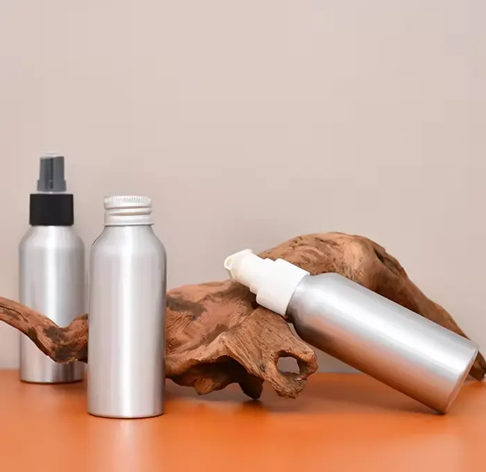 Empty Aluminum Bottle Packaging Aluminum Cosmetic Shampoo Screw Top caps Spray Bottle