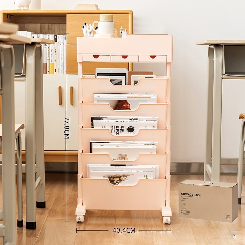 Pink - 3 drawers without wheels