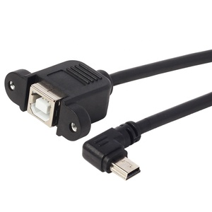 直角迷你USB至usb-b母面板安装电缆迷你B公至b型母延长线 - Product Image 1