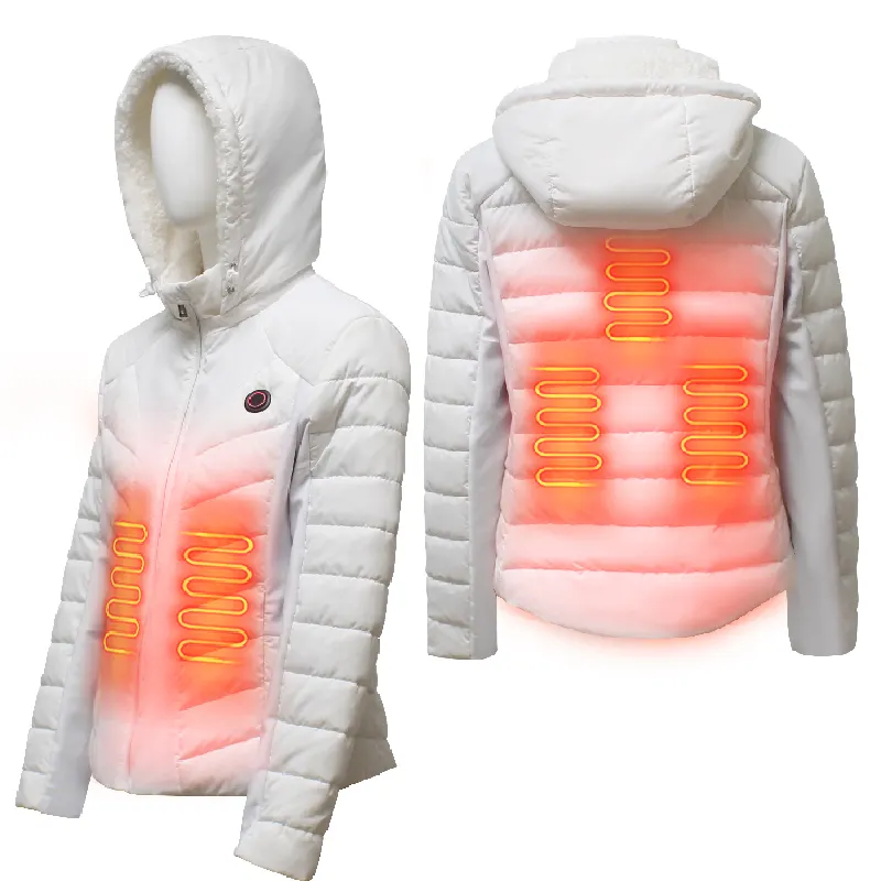 Chaqueta térmica personalizada para mujer, Abrigo acolchado de invierno para la nieve con aplicación de batería y controlador de temperatura para el calor al aire libre