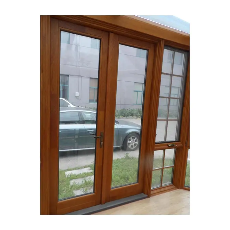 KDSBuilding de mano de madera de vidrio de madera manivela ventana Marco de ventana de madera maciza