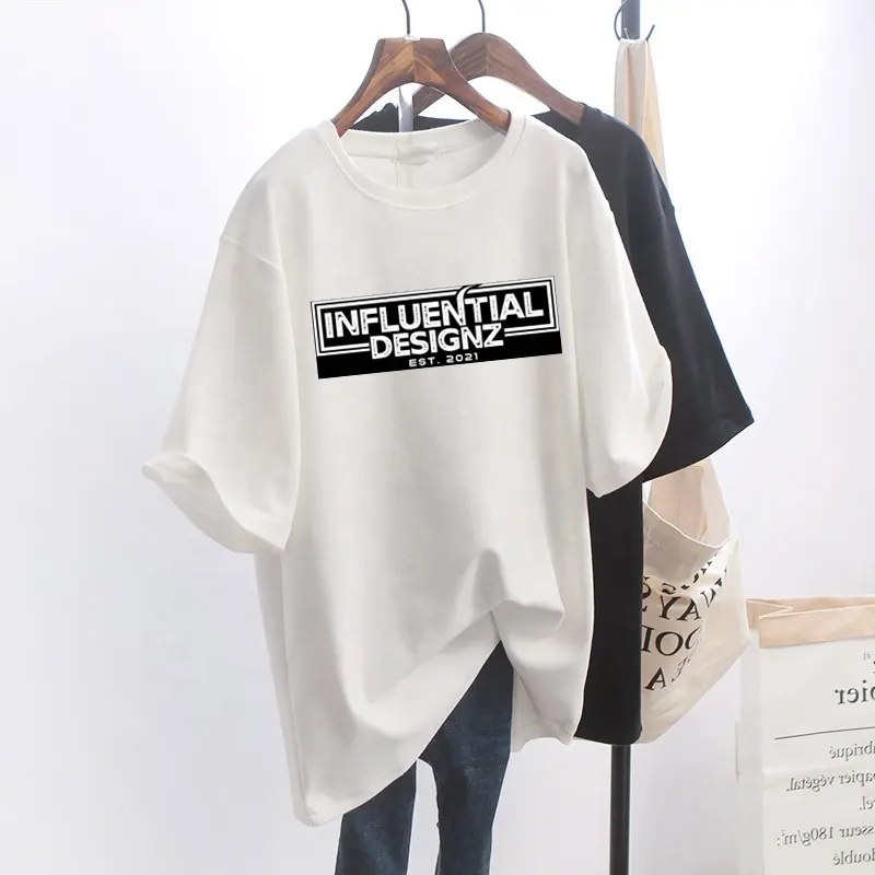 Camiseta de algodón con estampado de dibujos animados para mujer, ropa de talla grande con logotipo de diseño 3D, de lujo, nueva moda, venta al por mayor