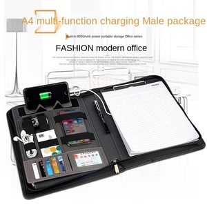 A4 Power Bank Manager Clip Mobile Power Notebook Charging Folder Board <strong>Contract</strong> <strong>Book</strong> Zipper Bag Customization - Product Image 2