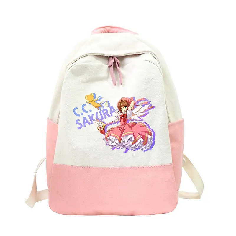 Cartão captor sakura bolsa escolar para estudantes, sakura, mochila feminina casual