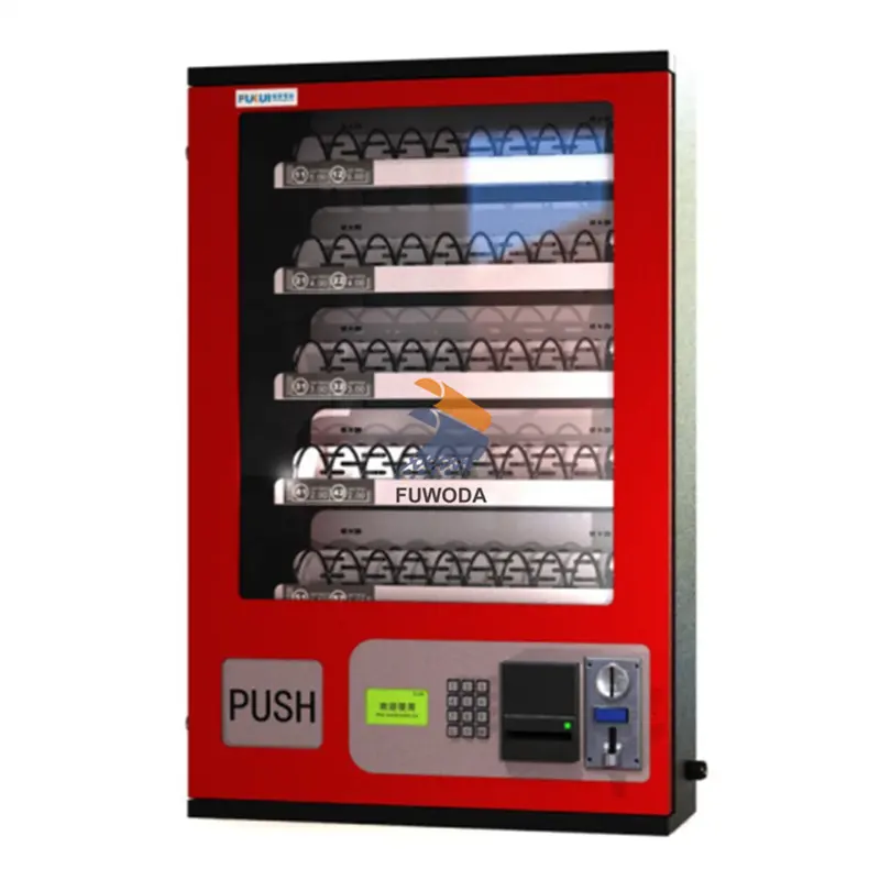 Máquina expendedora automática de aperitivos y bebidas, máquina expendedora pequeña montada en la pared, monedas y billetes