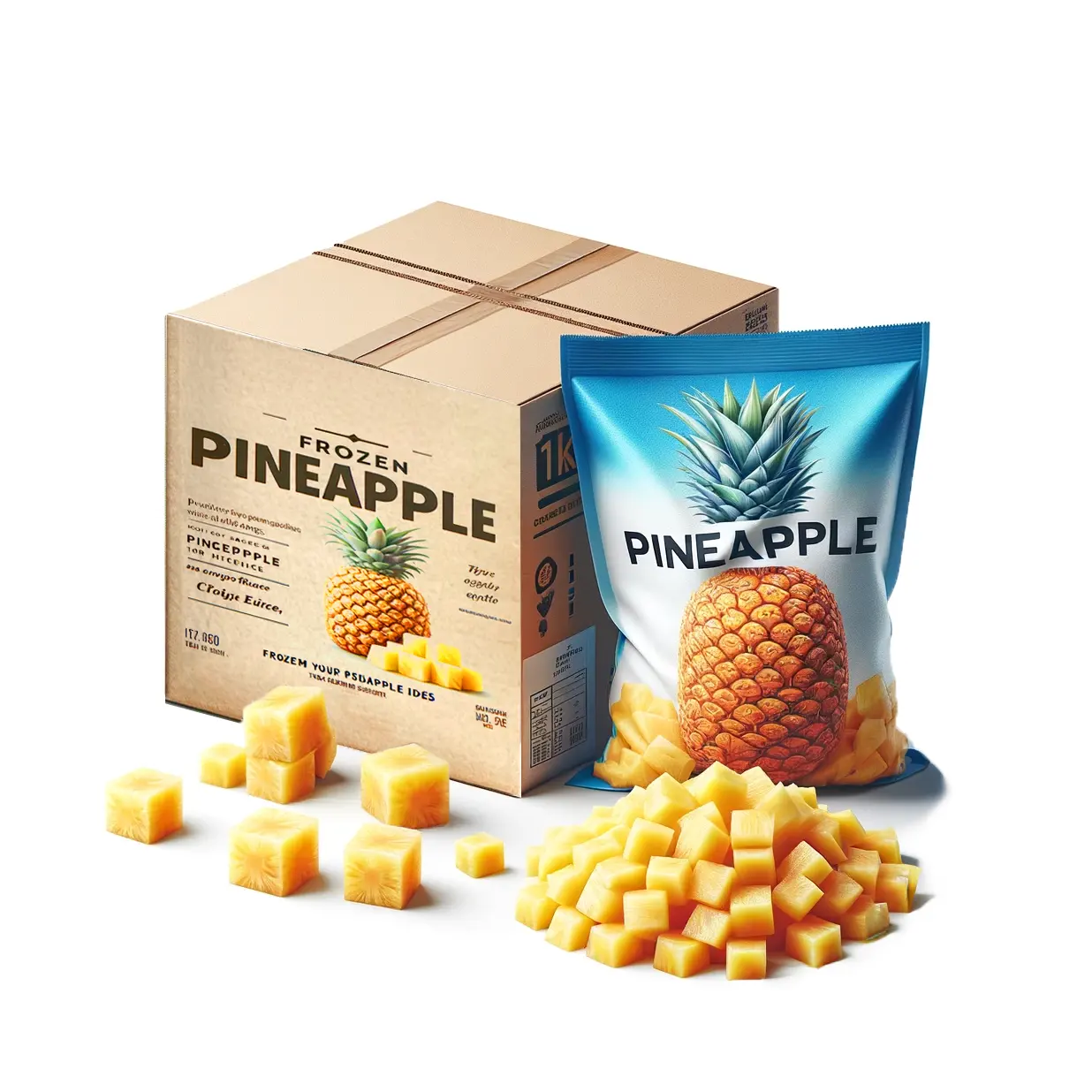 Purée d'ananas congelée IQF de qualité supérieure pour les fabricants de smoothie et l'industrie des boissons