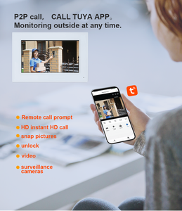 Alta calidad de lujo hogar multi habitación multifunción 4 con cable inter teléfono sistema de intercomunicación de seguridad dos monitores videoportero - Product Image 3