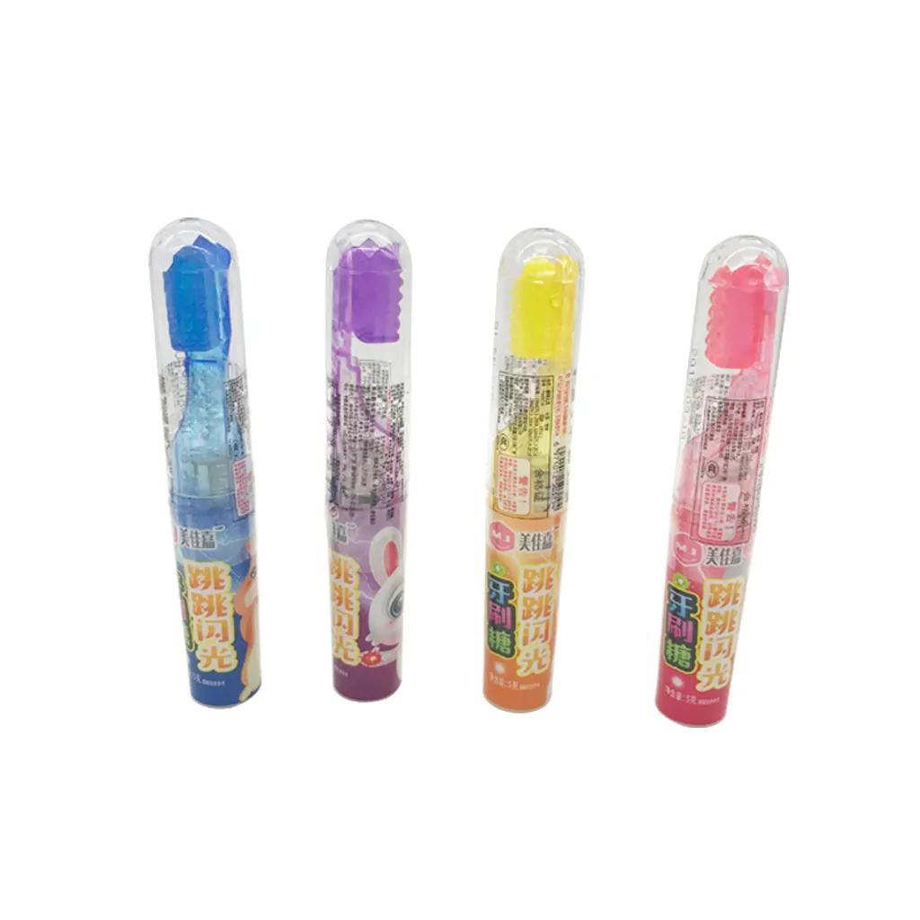 Iluminação LED Toy Candy Engraçado Toothbrush Toy Hard Lollipop Doces E Doces Estourando