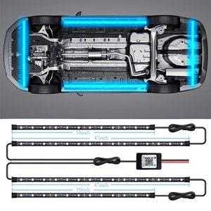 12V車フレキシブルアンダーグローストリップライトLEDアンダーボディアプリリモートサウンドコントロールRGBネオンライト雰囲気ランプ自動装飾用
