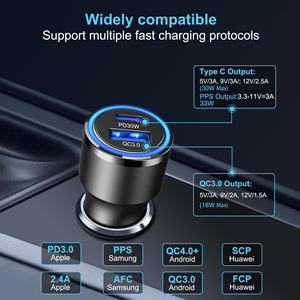 新款汽车充电配件双汽车<span class=keywords><strong>Usb</strong></span>充电器适配器PD30W QC3.0 <span class=keywords><strong>Usb</strong></span>端口3.1a智能汽车充电器<span class=keywords><strong>Usb</strong></span> C