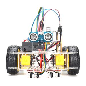 Arduino Uno compatibile Kit intelligente RC-4WD Robot auto con tracciamento della linea ad ultrasuoni e Kit di robotica per la programmazione di evitamento degli ostacoli