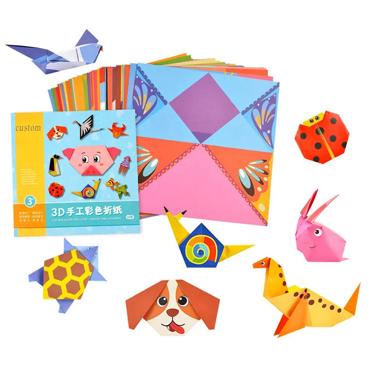 Juguetes Educativos de aprendizaje temprano para niños, suministros de manualidades para niños, animales de dibujos animados, corte de papel de Origami