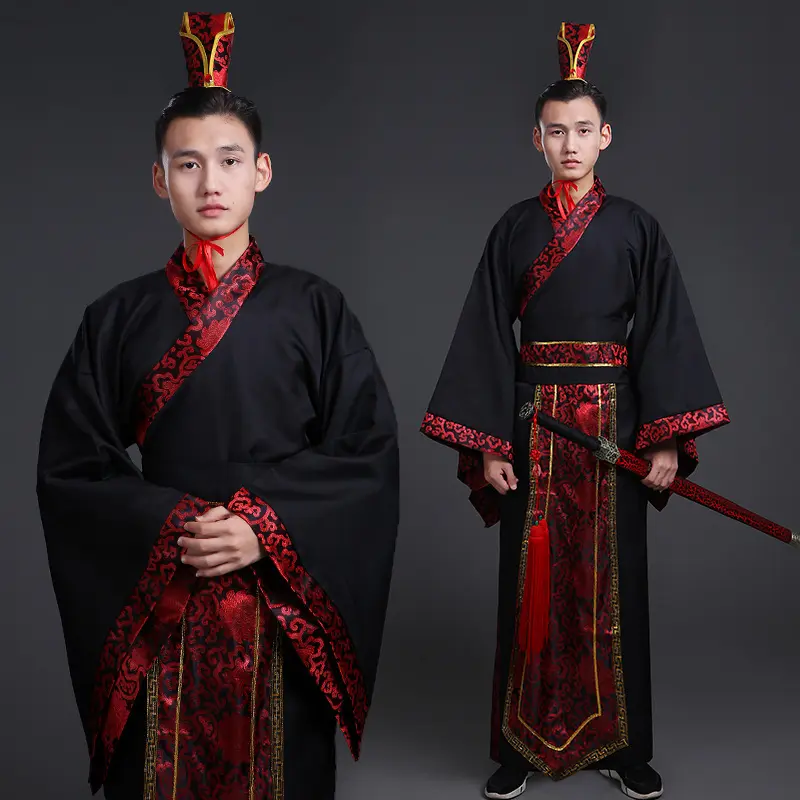 Men Hanfu Hot Sale Traditional Man Hanfu Outfit Readymade Plus Size Black Tang Dynasty Male Hanfu For Sale