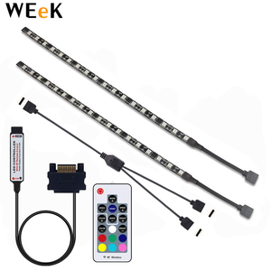 2 adet manyetik RGB LED şerit ışık tam kiti LED ışıkları PC için SATA güç kaynağı arayüzü uzaktan kumanda PC bilgisayar kılıfı - Product Image 1