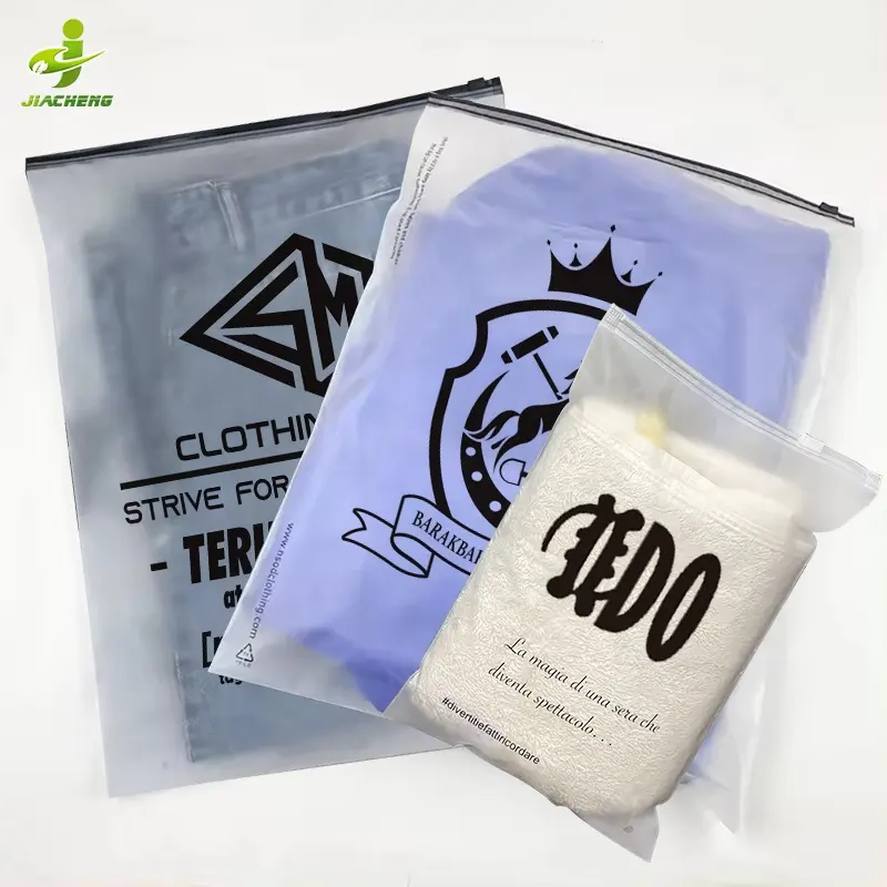 사용자 정의 인쇄 의류 원피스 까마귀 t 셔츠 의류 포장 지퍼 가방 옷을 위한 젖빛 폴리 플라스틱 지퍼백