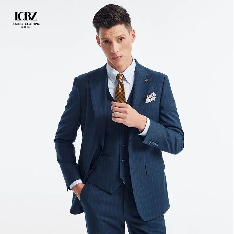 Trajes para hombre italiano azul 3 piezas Slim Fit Formal moda boda traje de fiesta traje de cena a medida para hombres