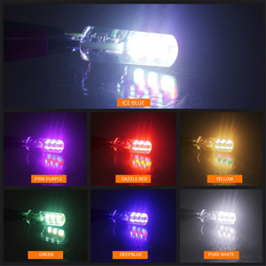 卡罗琳新型汽车内饰发光二极管灯泡T10 5050 6SMD RGB彩色带遥控器12v频闪闪光灯