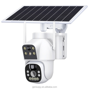Camhipro Cámara de batería solar Pan Tilt PTZ con doble lente de baja potencia 4MP Wi-Fi/ 4G Domo inalámbrico con alarma de detección de movimiento PIR dual - Product Image 1