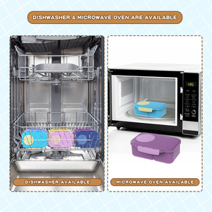 Aohea 500ml簡単デザイン長方形漏れ2コンパートメント容器プラスチック製お弁当アップル用 - Product Image 6
