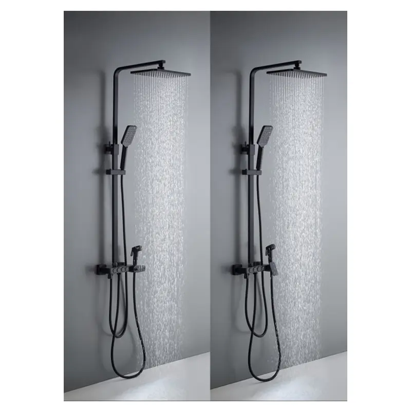 KD-BS06 lüks otel banyo pirinç duvara monte su duş başlığı yüksek kalite siyah termostatik banyo musluğu bide püskürtücü