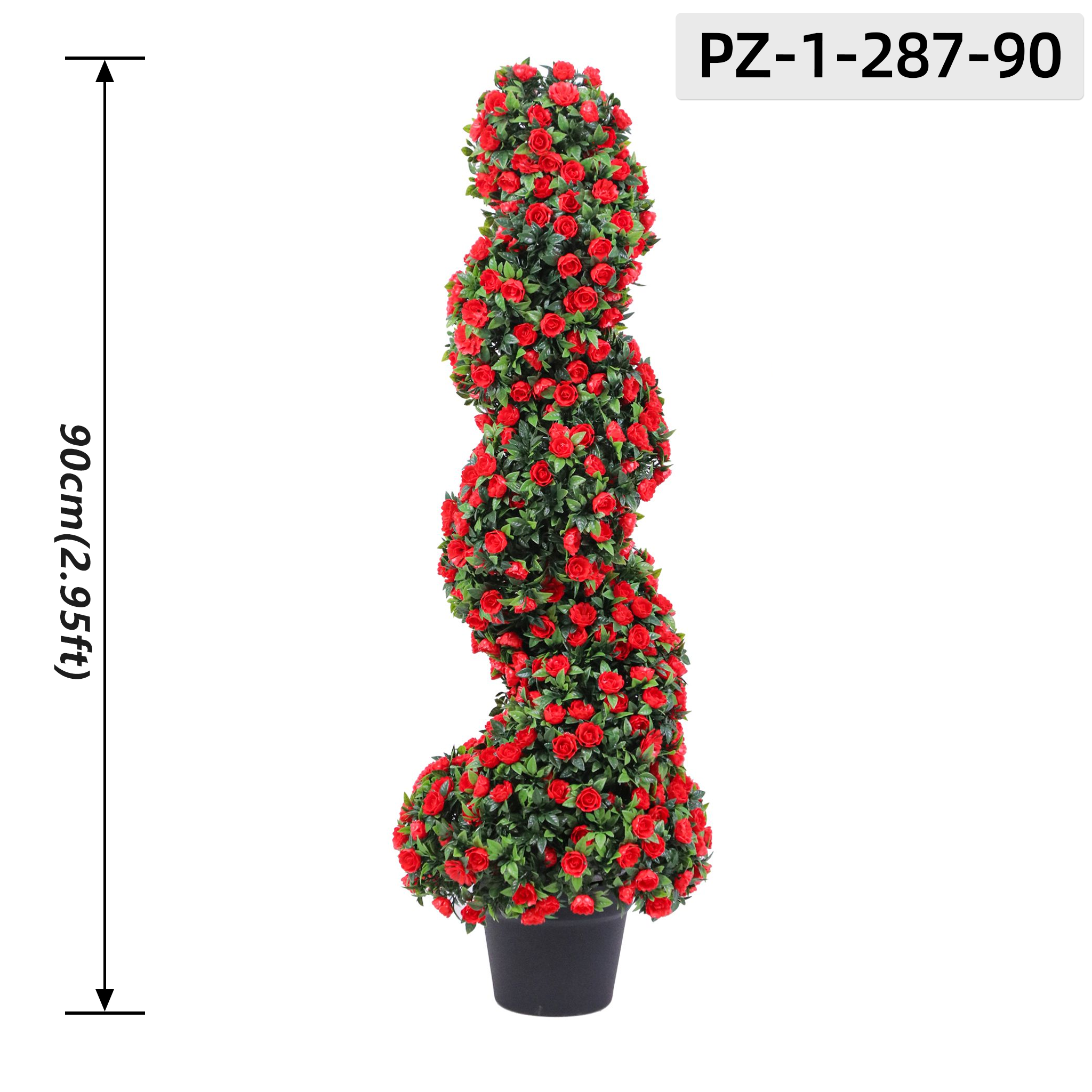 Green Foliage Rose Spiral Artificial Topiary Tree (90cm/2.95ft)