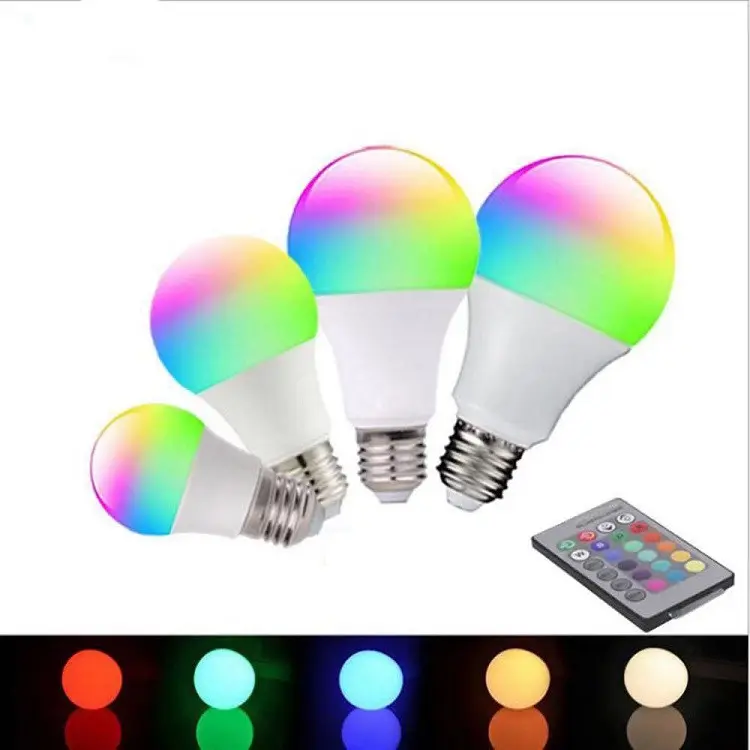 E27 B22 3W 5W 7W 9W RGB Multicolor Lamp Light 16 million Color Changing Remote Control LED BulbPopular