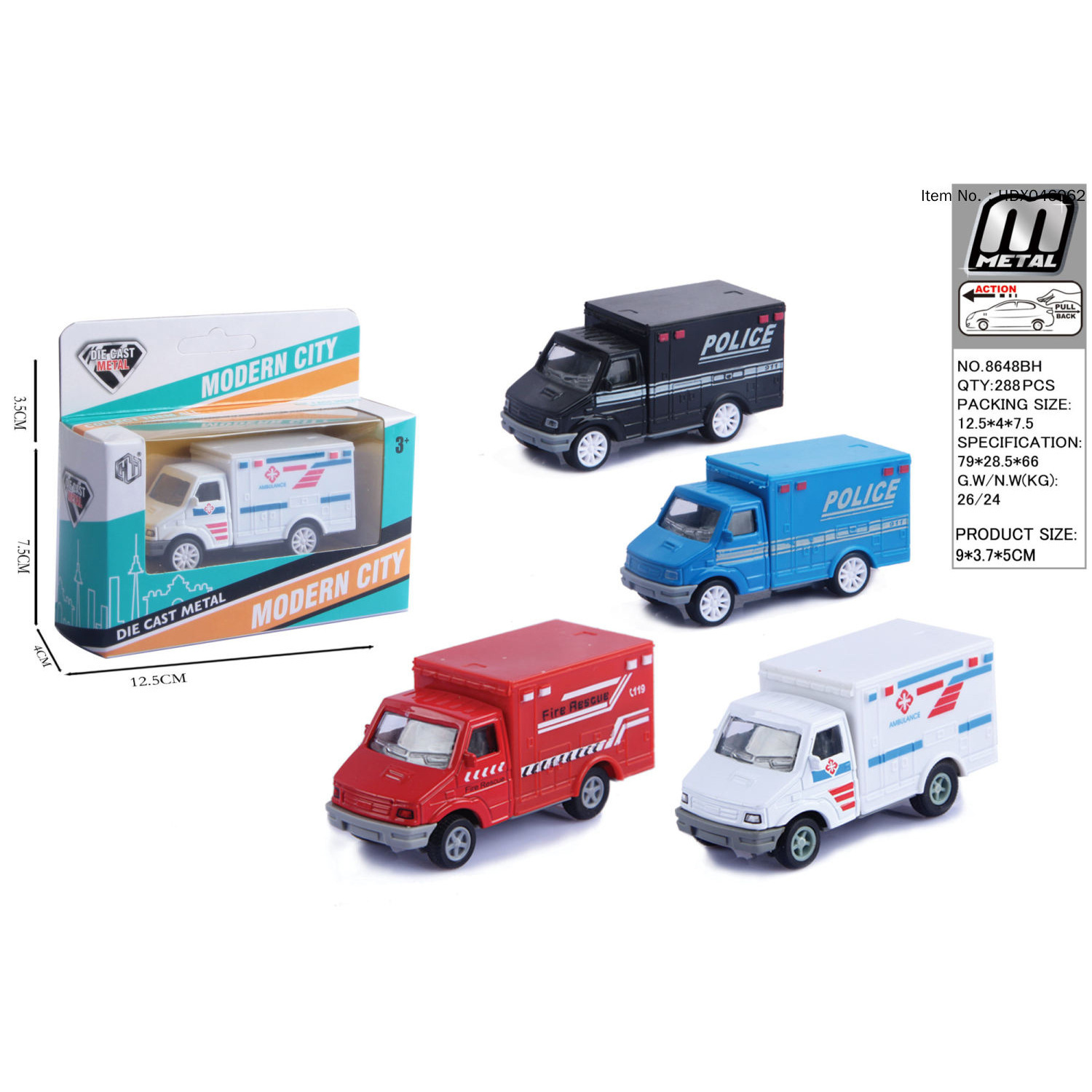 Hdx046062alloy Tire hacia atrás 112 coche, ambulancia