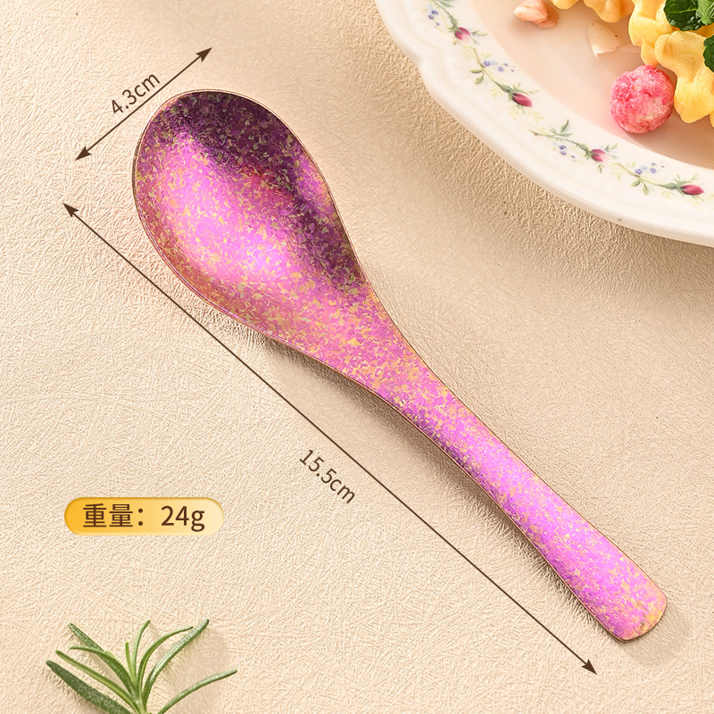 Pure titanium earl spoon small-crystal violet