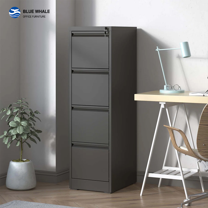 Archivador vertical negro de 4 cajones