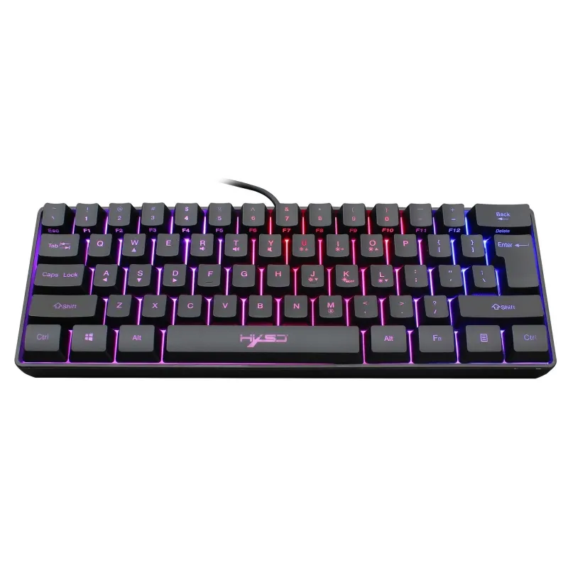 Terlaris Keyboard HXSJ V700 61 Tombol, Lampu RGB Gaming Keyboard Kabel dengan Multimedia