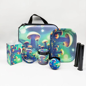 Tùy Chỉnh Bán Buôn Hút Phụ Kiện Thiết Lập Khói Kit Set Cán Khay Jar Máy Xay Cán Máy Lưu Trữ Ống - Product Image 3